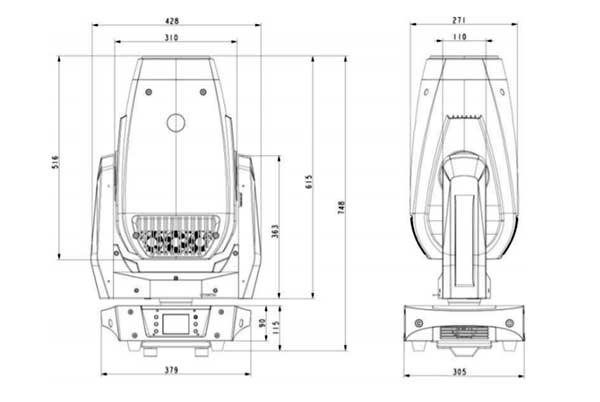 SHOWLIGHT MH-LED 700CMY PROFILE габариты